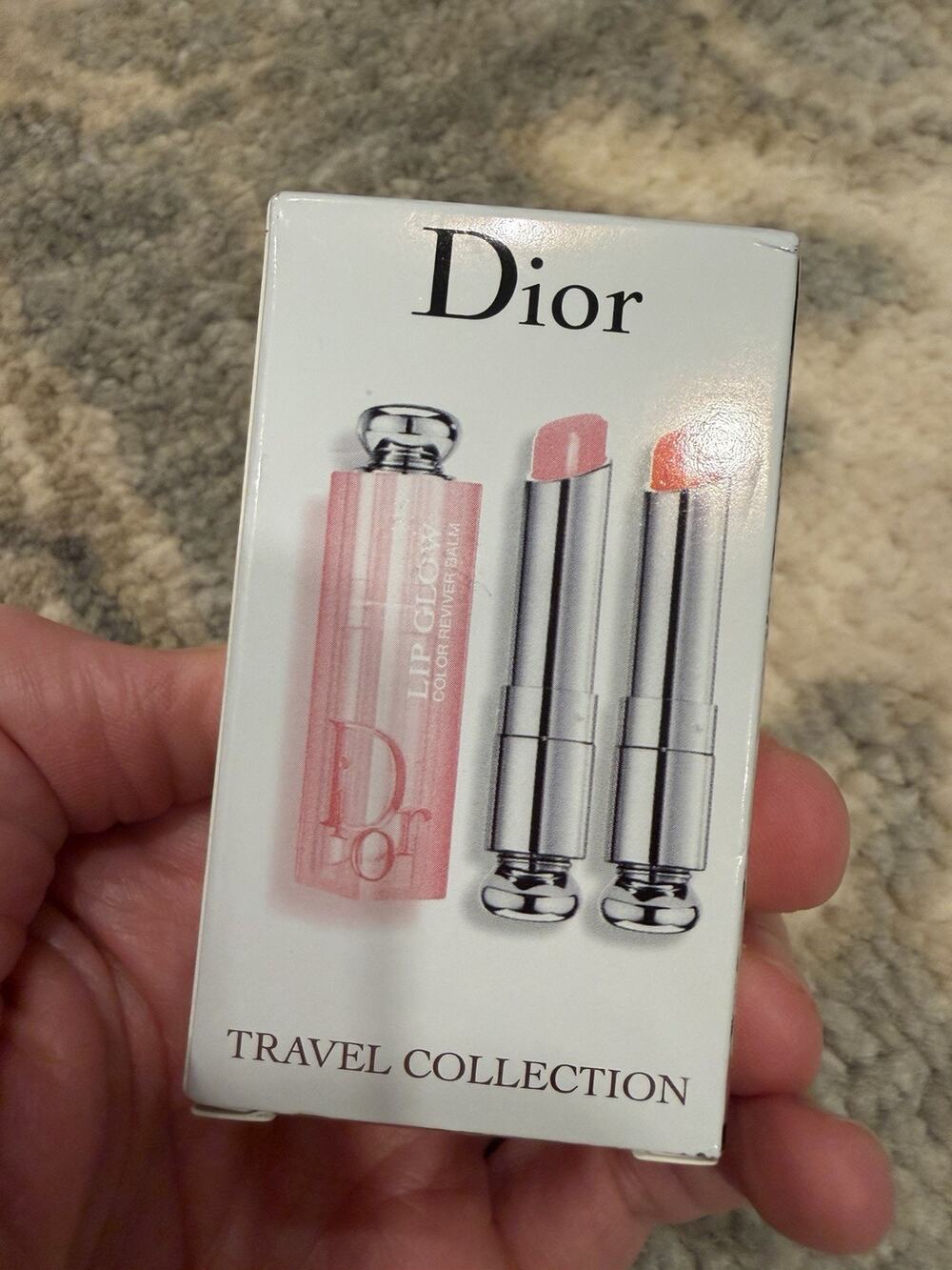 Dior Addict Lip Glow balm Duo set in Pink/ Coral Lip Gloss Travel Size SEALED